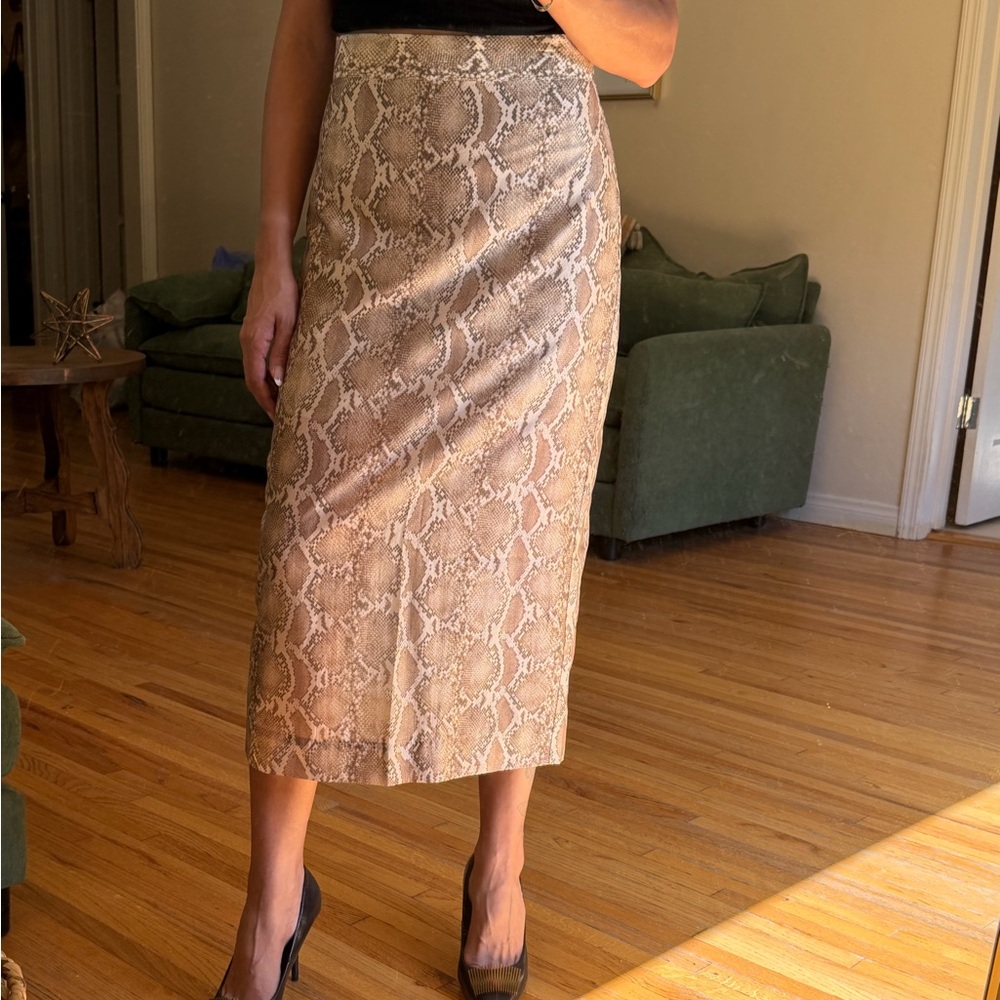 H&M Beige Snake Print Pencil Skirt